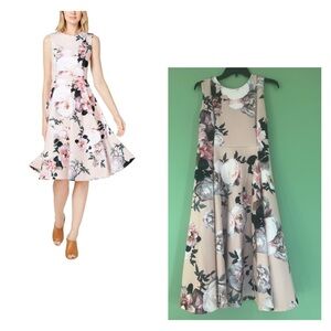 Floral Sleeveless Dress - Cream and Pink